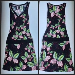 Custo Barcelona Vintage Gauze Floral Smocked Knee Length Dress